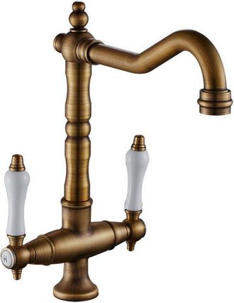 OEM Grifo Mezclador De Lavabo, Grifo De Cocina Antiguo, Giratorio De 360&deg;, Grifo De Fregadero De Dos Manijas, Mezclador De Alta Presi&oacute;n, Ca&ntilde;o Alto De Lat&oacute;