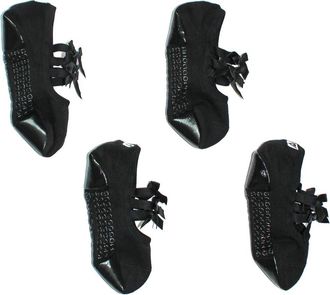 Arebesk Ribbon 2-Pack Cotton Blend Gripper Socks in Black/Black at Nordstrom, Size Medium