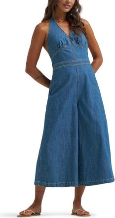 Wrangler Denim Culotte Halter Jumpsuit in Folk Revival at Nordstrom, Size X-Small