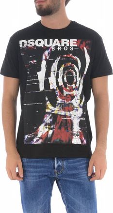 Dsquared2 Mens Psychedelic Bros Cotton T-Shirt In Black