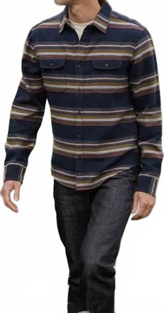Bridge & Burn Cole Slim Brushed Cotton Shirt In Coastline Stripe