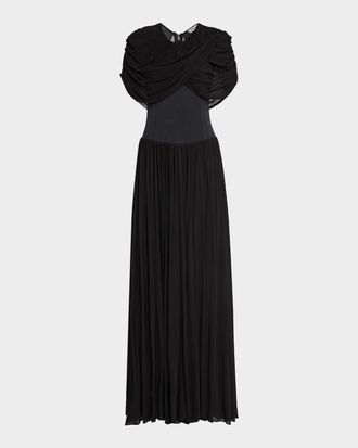 SIMKHAI Nancie Draped A-Line Jersey Gown
