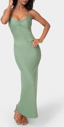 Bebe Draped Back Crepe Maxi Slipdress in Sage at Nordstrom Rack, Size X-Small
