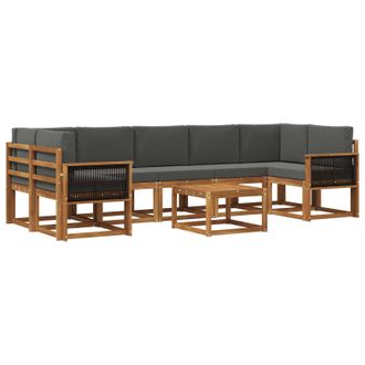vidaXL Conjunto De Sof&aacute;s De Exterior 6 Pcs Natural Y Antracita Vidaxl