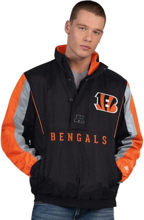 Starter Mens Starter Black Cincinnati Bengals Thursday Night Gridiron Half-Zip Jacket at Nordstrom, Size Xxx-Large