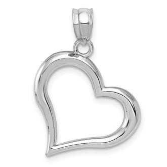 Diamond2Deal 14k White Gold Polished Open Dangling Heart Pendant