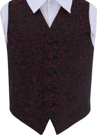 DQT New Swirl Black and Burgundy Boys Waistcoat - 13-14 Years: 34