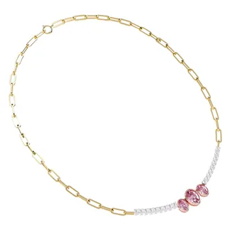 Diamond2Deal 18k Vermeil Plated 4.5 Ct Round & Oval Cut White & Pink Lab Grown Diamond Necklace 18 VVS2