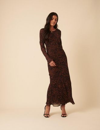 Nobody's Child Brown Animal Print Clarissa Midi Dress