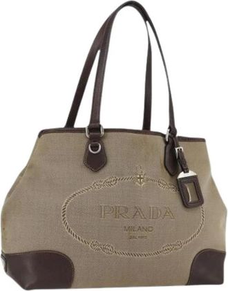 Prada Pre-owned Tote Bags, female, Beige, Size: ONE SIZE Pre-owned Vintage Tote Bag