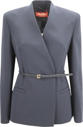 Max Mara Dames, Jassen, Blauw, Maat: S Leer