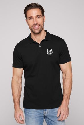 Camp David Poloshirt CAMP DAVID, Herren, Gr. XL, schwarz, Web, Obermaterial: 95% Baumwolle, 5% Elasthan, bestickt, unifarben, bequem h&uuml;ftbedeckend, Rundhals, B&uuml;n