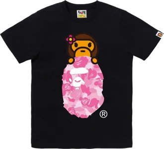 A Bathing Ape (WMNS) A Bathing Ape Abc Lisa Camo On Ape Head T-Shirt Black Pink 2M20-210-301-BLKPNK