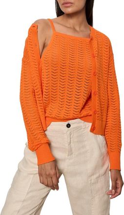 Sanctuary For Keeps Pointelle Cardigan in Hibiscus Orange at Nordstrom, Size X-Small