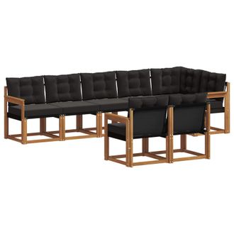 vidaXL Conjunto De Sof&aacute;s De Exterior Con Coj&iacute;n 8 Pcs Natural Y Negro Vidaxl
