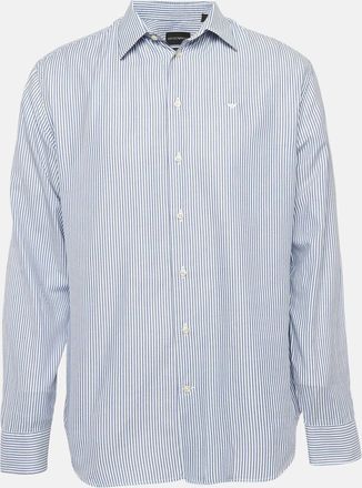 Emporio Armani Blue Pinstripe Cotton Modern Fit Shirt