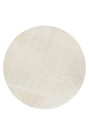 Wecon Home Alfombra redonda de pura lana tejida a mano crema 180 cm
