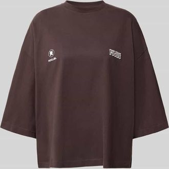 Karo Kauer Oversized T-Shirt mit Rundhalsausschnitt in Dunkelbraun, Gr&ouml;&szlig;e XL