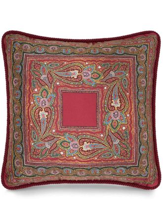 Etro Home paisley-print silk cushion - Red