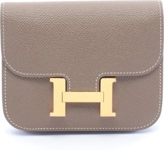 Herm&egrave;s Etoupe Gray Gray Epsom Leather Leather Wallet (Bi-Fold) (Pre-Owned)