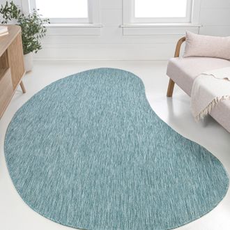 Jonathan Y Designs Evan Modern Rustic Organic Curve Indoor/Outdoor Shaped Area Rug