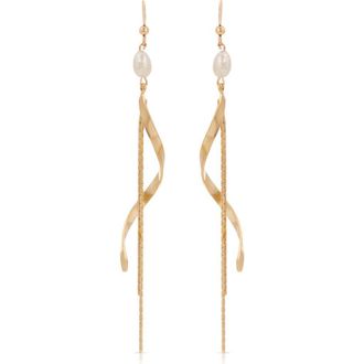Ettika Freshwater Pearl Twisted Drop Earrings in Gold at Nordstrom