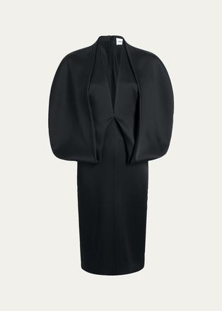 Khaite Dakota Sculpted Cape Midi Dress