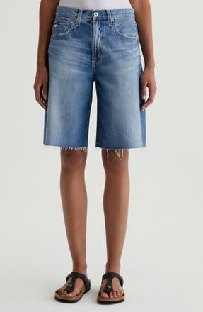 AG - Adriano Goldschmied Hattie Raw Hem High Waist Long Denim Barrel Shorts in Gemini at Nordstrom Rack, Size 26