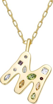 Genevive 14K Plated Cz Alphabetical Necklace