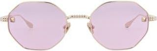 Valentino 50mm Geometric Sunglasses in Gold Gold Pink at Nordstrom Rack