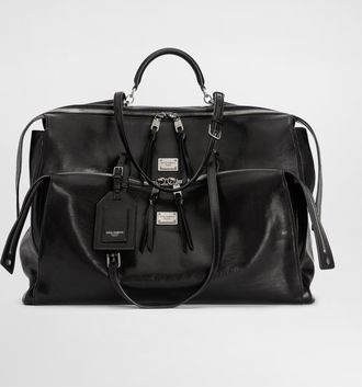 Dolce & Gabbana Vittoria Calfskin Bag - Man Crossbody Bags Black Onesize
