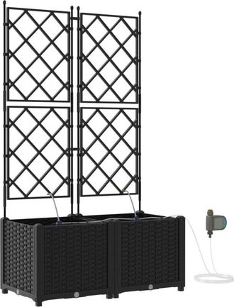 vidaXL Garden Planters Black 80 x 40 x 142 cm Steel Vidaxl