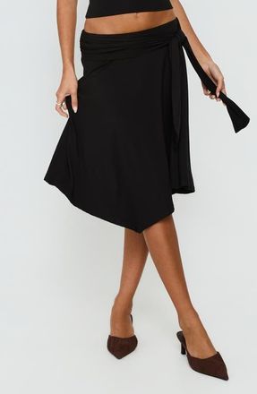 Princess Polly Soft Focus Tie Waist Midi Skirt in Black at Nordstrom, Size 10