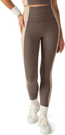 Beyond Yoga Space Dye Colorblock Ankle Leggings in Soft Umber Heather/e at Nordstrom, Size Small