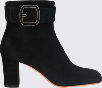 Santoni Tronchetto in pelle scamosciata con fibbia laterale e tacco quadrato