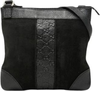 Gucci Pre-owned Cross Body Bags, female, Black, Size: ONE SIZE Pre-owned Guccissima Leather Suede Shoulder Bag