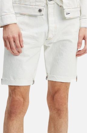 Levi's Mens LEVIS PRIDE 501 Mens Shorts LEVI Cut Off Denim Shorts Slim Taper Stretch Cotton - White - Size: W30