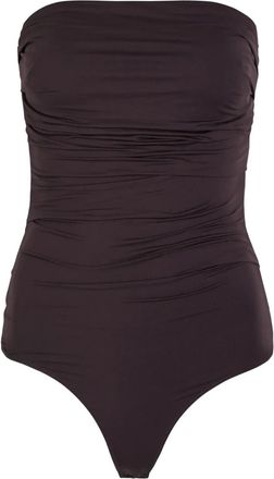 A Gold E ruched strapless body - Brown