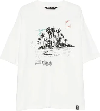 Palm Angels Graphic-print Rhinestone-embellished T-shirt