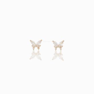 Girls Crew Remember Me Rose Gold Studs Earring In Butterfly Studs