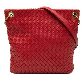 Bottega Veneta Pre-owned Womens Nappa Intrecciato Crossbody - Red Leather - One Size