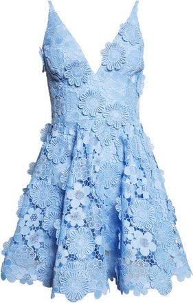 Helsi Blake Floral Appliqu&eacute; Lace Cocktail Minidress in Baby Blue at Nordstrom, Size X-Large