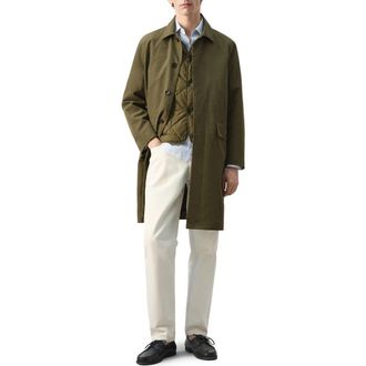 Mango Water Repellent Parka with Removable Vest in Olive Green at Nordstrom, Size X-Large