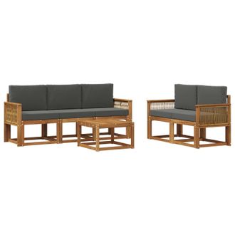 vidaXL Conjunto De Sof&aacute;s De Exterior 6 Pcs Natural Y Antracita Vidaxl
