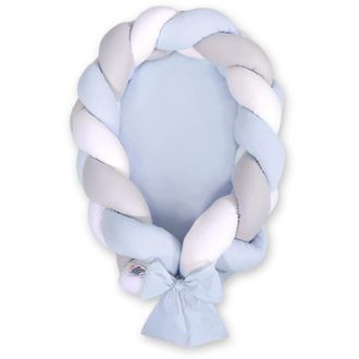 OEM Capullo Trenzado Para Beb&eacute; 2 En 1: Blanco, Gris Y Azul