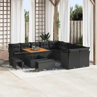 vidaXL Vidaxl - Conjunto De Sof&aacute; De Jard&iacute;n 13 Pcs Negro 100 X 100 X 71 Cm