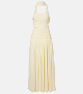 Self Portrait Abito lungo in georgette con foulard