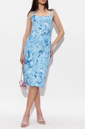 Versace Jeans Couture Strap Dress With barocco Pattern, Womens, Blue