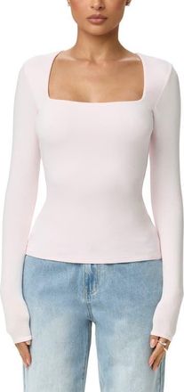 Naked Wardrobe Square Neck Crop Top in Pale Pink at Nordstrom, Size X-Large