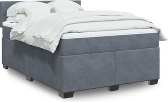 vidaXL Cama Box Spring Con Colch&oacute;n Terciopelo Gris Oscuro 140x200 Cm Vidaxl